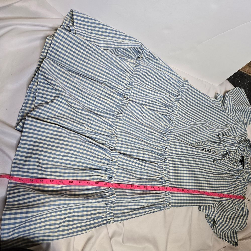 WYATT WYLDE Chime blue gingham plaid tiered ruffle kawaii swing‎ dress L - Picture 11 of 12